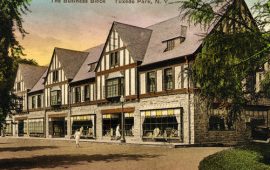 An historical illustration of The Business Block in Tuxedo Park
