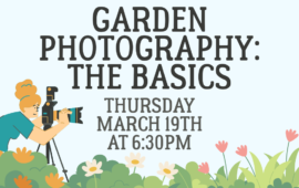 Garden Photography: The Basics, Thursday, March 19th at 6:30pm