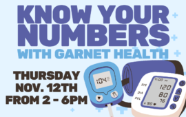 Know Your Numbers with Garnet Health, Thursday, November 12th from 2 - 6pm